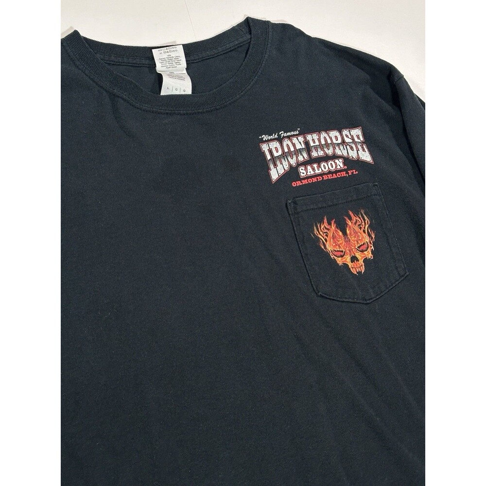 Vintage Iron Horse Saloon Bike Week 2008 Skull Flame Long Sleeve T-Shirt Men’s L - Picture 5 of 11